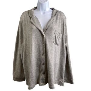 Haven Well Within Women's Gray‎ Button Up Pajama Style Shirt Size XXL Soft Cozy